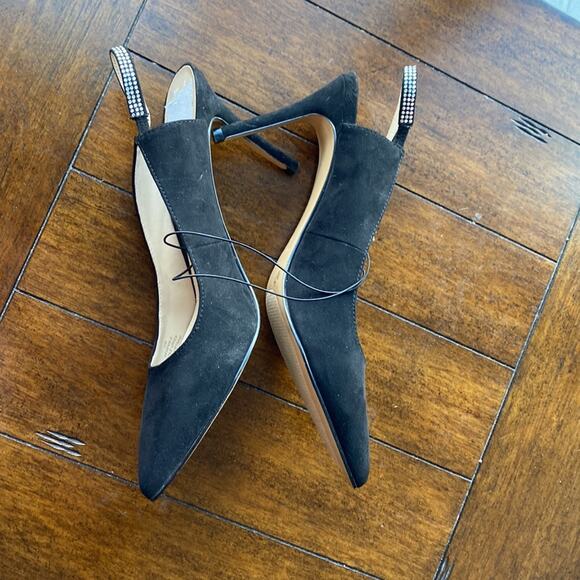 Marc Fisher black suede sparkle studded back strap pump size 10 slingback - Picture 7 of 8